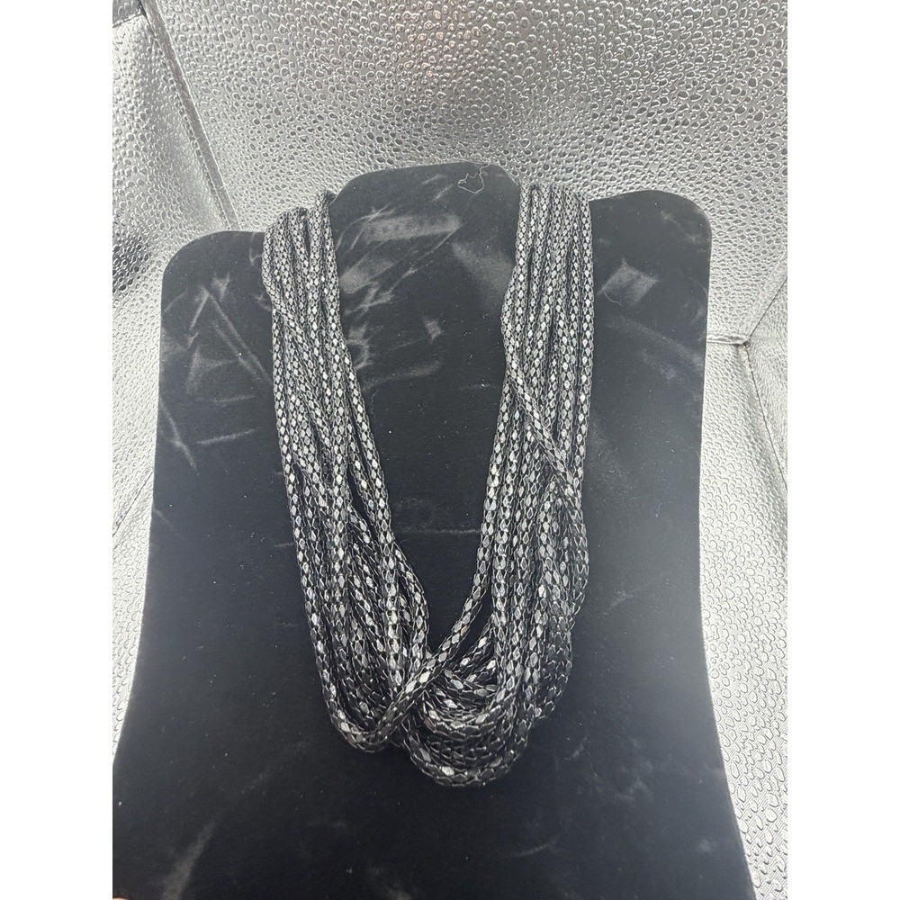 Vintage metal mesh Chain Statement necklace Gun Metal & Gold Tone 21-23"